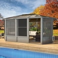 thumbnail image 4 of Hommow 12' x 15' Outdoor Hardtop Polycarbonate Roof Solarium Sunroom Aluminum Frame Permanent Tiny House for Patio, 4 of 10