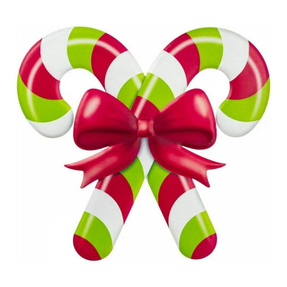 13" Metal Embossed Candy Canes: Lime Green/Red