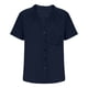thumbnail image 4 of Craaazy Women's Casual V-Neck Blouse, Solid Color Cotton Linen Short Sleeve Top, Comfy Chest Pocket Shirts for Daily Wear Gifts, 4 of 6