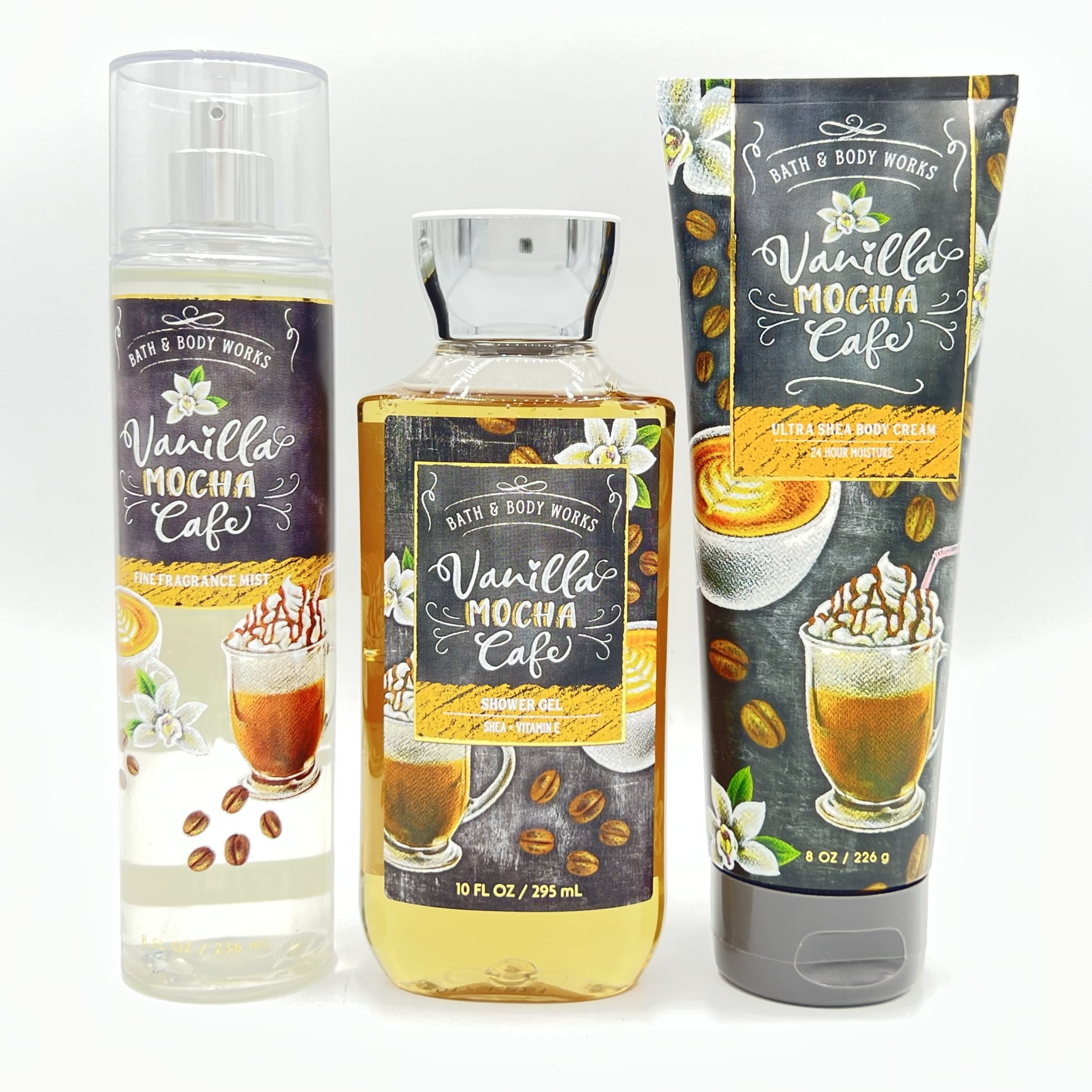 Bath and Body Works Vanilla Mocha Cafe Fine Fragrance Mist, Body Cream and  Shower Gel 3-Piece Bundle - Walmart.com