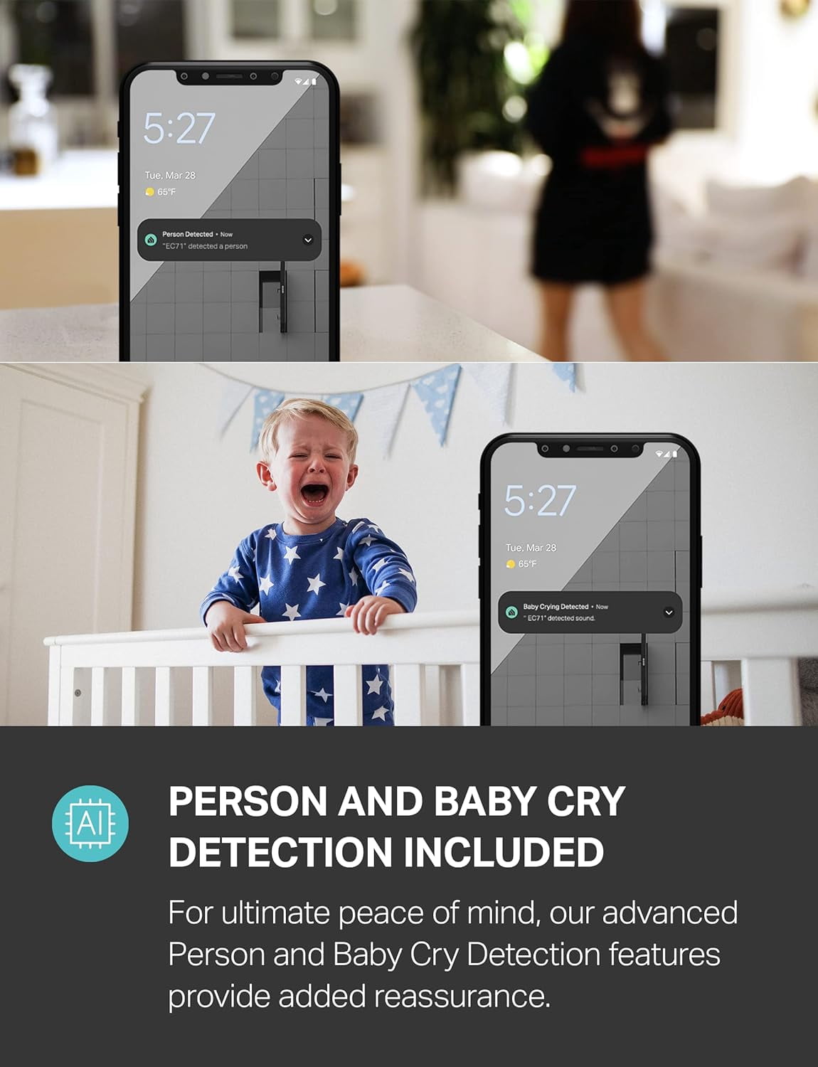 2K+ Indoor Pan/Tilt Wired Security Camera - Works as a Baby Monitor & Pet Camera, Motion Detection & Tracking, 2-Way Audio, Night Vision, Subscription-Free Local Storage or Optional Cloud, KC410S