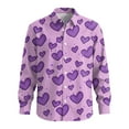 thumbnail image 5 of Fgvctg Valentine's Day Button Down Shirt for Men Long Sleeve Cotton Shirt Dressy Collared Blouses Date Day Love Heart Print Plus Size Business Casual Outfits Light Purple 4XL, 5 of 5