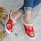 thumbnail image 1 of Zapatos de lona de corte bajo de fondo plano para mujer Zapatillas de algodón antideslizantes planas informales versión perezosa de un pie Wmkox8yii hj789, 1 of 6