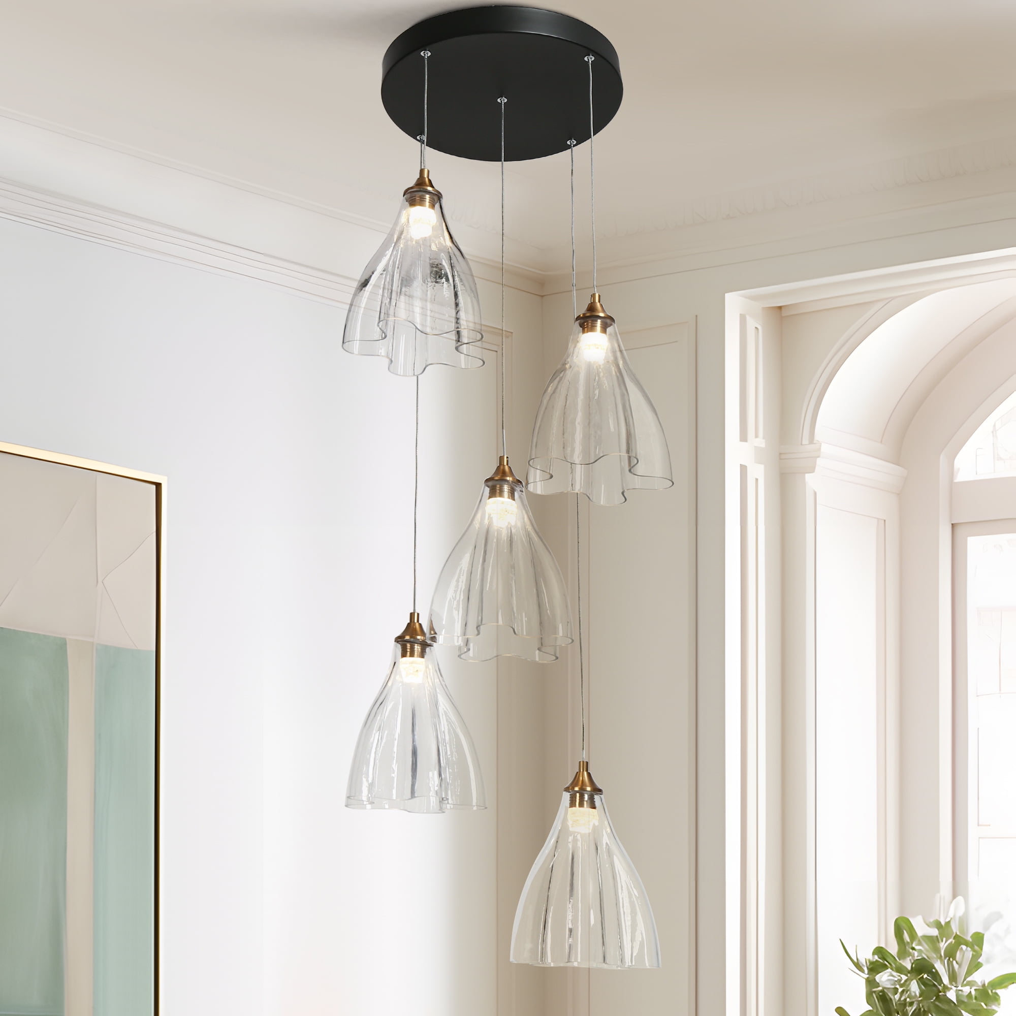 LNC Tracienuri 7-Lights 23.6" Modern Luxury Spiral Tiered Empire Chandelier, Gold