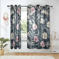 thumbnail image 5 of Gray Floral Print Semi Sheer Curtains for Living Room Bedroom Set of 2 Insulated Window Drapes, 5 of 6
