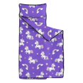 thumbnail image 2 of Unicorn and Rainbow Purple Pattern Teens Toddler Nap Mat with Pillow, Sleeping Mat Bag for Preschool Daycare 50"x20", 2 of 6