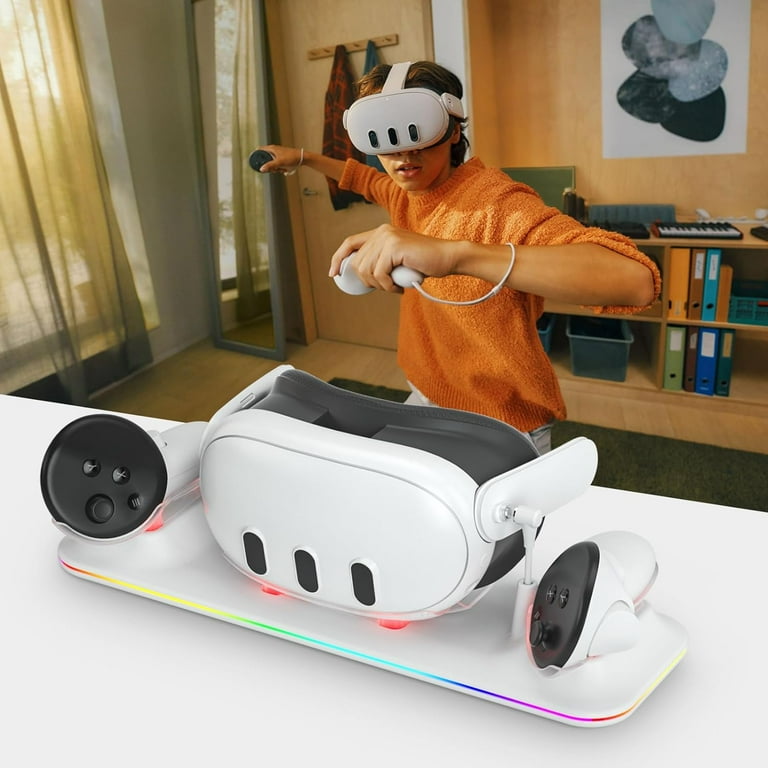 Prociv VR Charging Dock for Meta Quest 3, Fast Charger with RGB