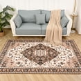 thumbnail image 4 of Lochas Vintage Boho Rug Low Pile Fluffy Area Rugs for Bedroom Living Room Indoor Floor Carpet Home Decor,6'X9',Brown, 4 of 7