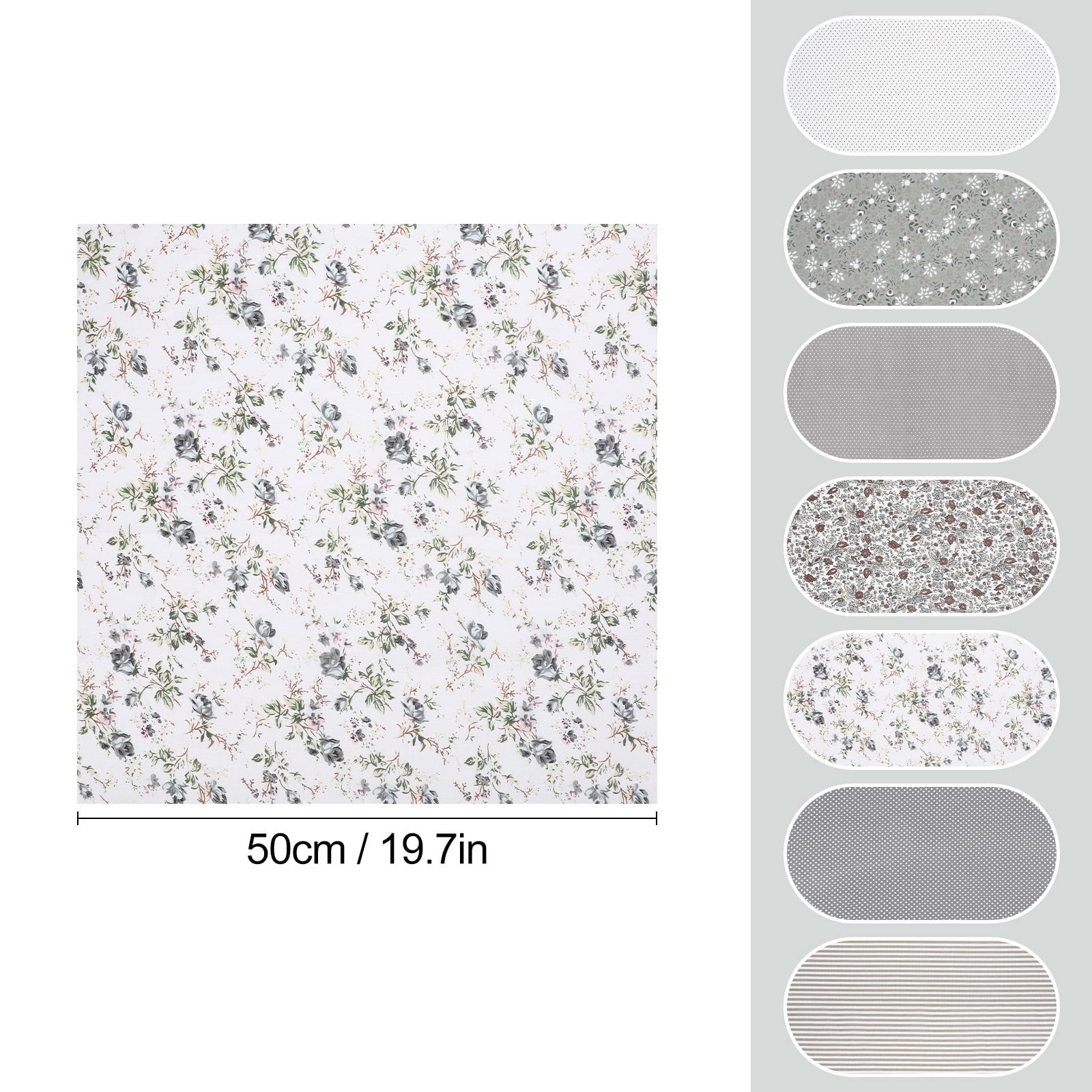 7pcs Pre-cut Floral Cotton Fabric Squares, EEEkit 20 x 20'' DIY Sewing Fabric Bundles for Quilting, Sewing, Patchwork & DIY Crafts