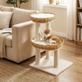 thumbnail image 3 of Infans Cat Tree, 30-Inch Cat Tower with 2 Rattan Cat Baskets, Sisal Scratching Post, 3 of 7