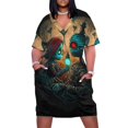 thumbnail image 1 of Vestido largo de verano para mujer con diseño de muñeca vudú gótica, perfecto para San Valentín. Vestido holgado con bolsillos de Goth Love. Ropa estética., 1 of 7