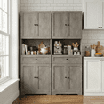 thumbnail image 6 of Homfa 67.5'' Tall Kitchen Pantry with Microwave Shelf, Large Storage Drawer Wood Pantry Storage Cabinet for Dining Room Living Room, Gray, 6 of 7