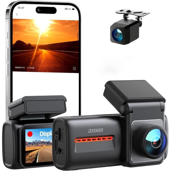 CocoBear 4K Dash Cam Front and Rear with WiFi 6, Dual 4K 1080P Recording, 2.99" IPS Display, APP Control, Night Vision WDR, G-Sensor, Loop Recording, 24H Parking Mode, Type-C