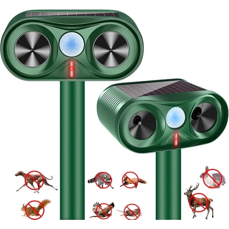 2Pack Solar Animal Repellent, Outdoor Ultrasonic Animal Repeller, Model to Deter Dogs Foxes Rabbits and Other Pests
