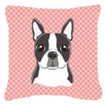 thumbnail image 3 of Carolines Treasures Checkerboard Lime Green Boston Terrier Canvas Fabric Decorative Pillow 18H x18W multicolor, 3 of 3