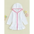 thumbnail image 3 of Jxzom Kids Little Girl Swim Cover Up Dress Toddler Zip-Up Hoodie Beach Pool Bathing Suit Robe Terry Swimsuit Coverup, 3 of 8