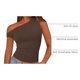 thumbnail image 4 of Remera PRETTYGARDEN 2025 Verano Crop Top Hombros Descubiertos Café M, 4 of 9
