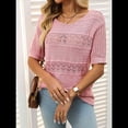thumbnail image 4 of Suéteres de Punto de Cuello Redondo y Corta para Mujer, de Verano, Color Rosa, Talla S, 4 of 7