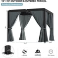 thumbnail image 3 of Outdoor Louvered Pergola, Aluminum Outdoor Louvered Pergola Patio with Adjustable Roof and Curtain for Outdoor Deck 3*3FT,Black, 3 of 5