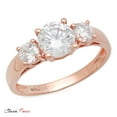 thumbnail image 4 of 1.5 ct Round Cut White Sapphire 3 Stone 18K Rose Gold Womens Engagement Ring, 4 of 6