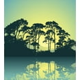 thumbnail image 3 of Forest Duvet Cover Set, Mystic Forest with Trees Abstract Mountain View and Lake River Nature Print, Decorative 3 Piece Bedding Set with 2 Pillow Shams, King Size, Blue and Green, by Ambesonne, 3 of 3