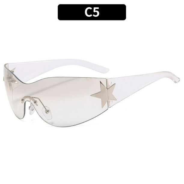 Gafas de sol Punk Y2K para hombre y mujer, lentes de sol envolventes a la moda, decoración de estrellas, UV400, 2024