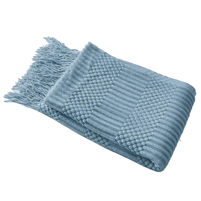 Mantas para sofá, dormitorio y oficina, mantas de punto decorativas, cálidas, suaves y resistentes a la decoloración con textura y borlas, 50 x 60 pulgadas