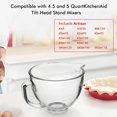 thumbnail image 3 of Glass Mixing Bowl 5 QT for KitchenAid 4.5 and 5 Quart Tilt-Head Stand Mixers, Fits Artisan KSM150, RRK150, KSM100, K45SS, KSM90, KSM95, K45, KSM110, 5KSM125 and More, 3 of 5