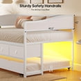 thumbnail image 3 of Twin Daybed with Trundle,Metal Sofa Bed Frame with LED Lights & Storage Drawers for Living Room Bedroom,White, 3 of 7
