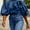 Dark Blue, variant on ZOELNIC Women's Denim Blouse with Puff Sleeves & Bow Tie, Mock Neck Casual Jean Shirt, S