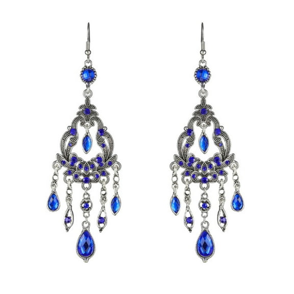 HUANLEDASH 1 Pair Hook Earrings Boho Style Hollow Flower Design Drop Earrings with Faux Crystals Weddings Parties Accessories