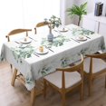 thumbnail image 2 of Green Leaves Tablecloths White Flower Polyester Rectangle Table Cloth Washable Seasonal Tabletop for Kitchen Dinning Party Outdoor Picnic 60 x 84 Inch Tablecloths, 2 of 7