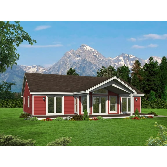 763-1668: Traditional Farmhouse 2 Bed, 2 Bath Luxury Home Plan, 1668 Sq Ft: Full Blueprints with License to Build by Home Plan Marketplace - Lesuto