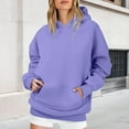 thumbnail image 4 of Women's Oversized Fleece Hoodie, Drop Shoulder Long Sleeve Pullover Sweatshirt with Kangaroo Pocket, Warm Fall Winter Casual Streetwear Loungewear for Everyday Comfort Purple XXXL, 4 of 6