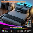 thumbnail image 3 of HOQBN Queen Size Bed Frame with Storage Headboard and 4 Drawers, Metal Bed Frame Platform with LED Light, Charging Station, No Box Spring Needed, 3 of 9