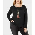 thumbnail image 2 of Womens Knit Top Deep Plus Solid Ribbed Round-Neck 0X, 2 of 4