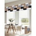 thumbnail image 6 of 2 Panels Brown Grey Geometric Valance for Windows, Modern Black White Abstract Art Light Filtering Kitchen Curtains, Rod Pocket Window Treatment Curtain Valances for Living Room Bedroom, 42"x12", 6 of 9