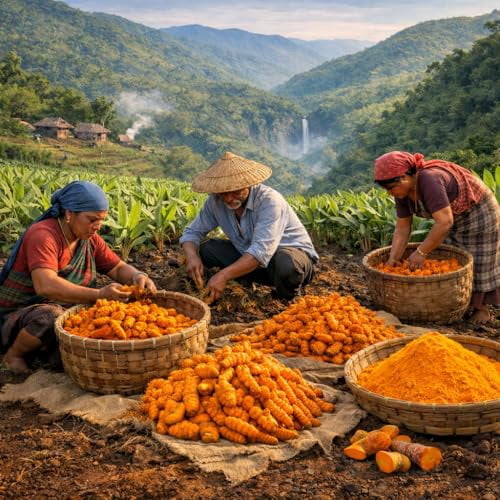 Go-Yogik Lakadong Turmeric Powder-1pound Certified Organic (NPOP–India) High Curcumin 7-9% -Lab Tested Superfood Traditionally grown in Himalayas hills, Direct from India.