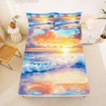 thumbnail image 5 of jejeloiu Sunset Beach Wave Bed Sheets,Colorful Sky Full Size Sheets For Boys,Orange Blue,4 Pieces,1 Flat Sheet, 1 Fitted Sheet and 2 Pillowcases, 5 of 6