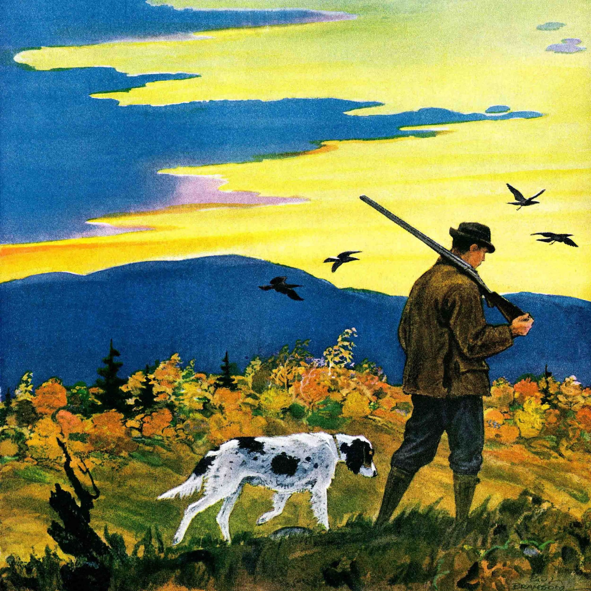 Marmont Hill Duck Hunter and Dog by Paul Bransom Painting Print on Canvas