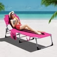 thumbnail image 2 of Patiojoy 2PCS Beach Lounge Chair Reclining Chair with 5 Adjustable Positions Detachable Pillow &Hand Ropes Pink, 2 of 9