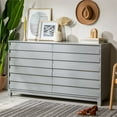 thumbnail image 6 of Pemberly Row Modern Grooved Panel 6-Drawer Wood Bedroom Dresser in Gray, 6 of 13