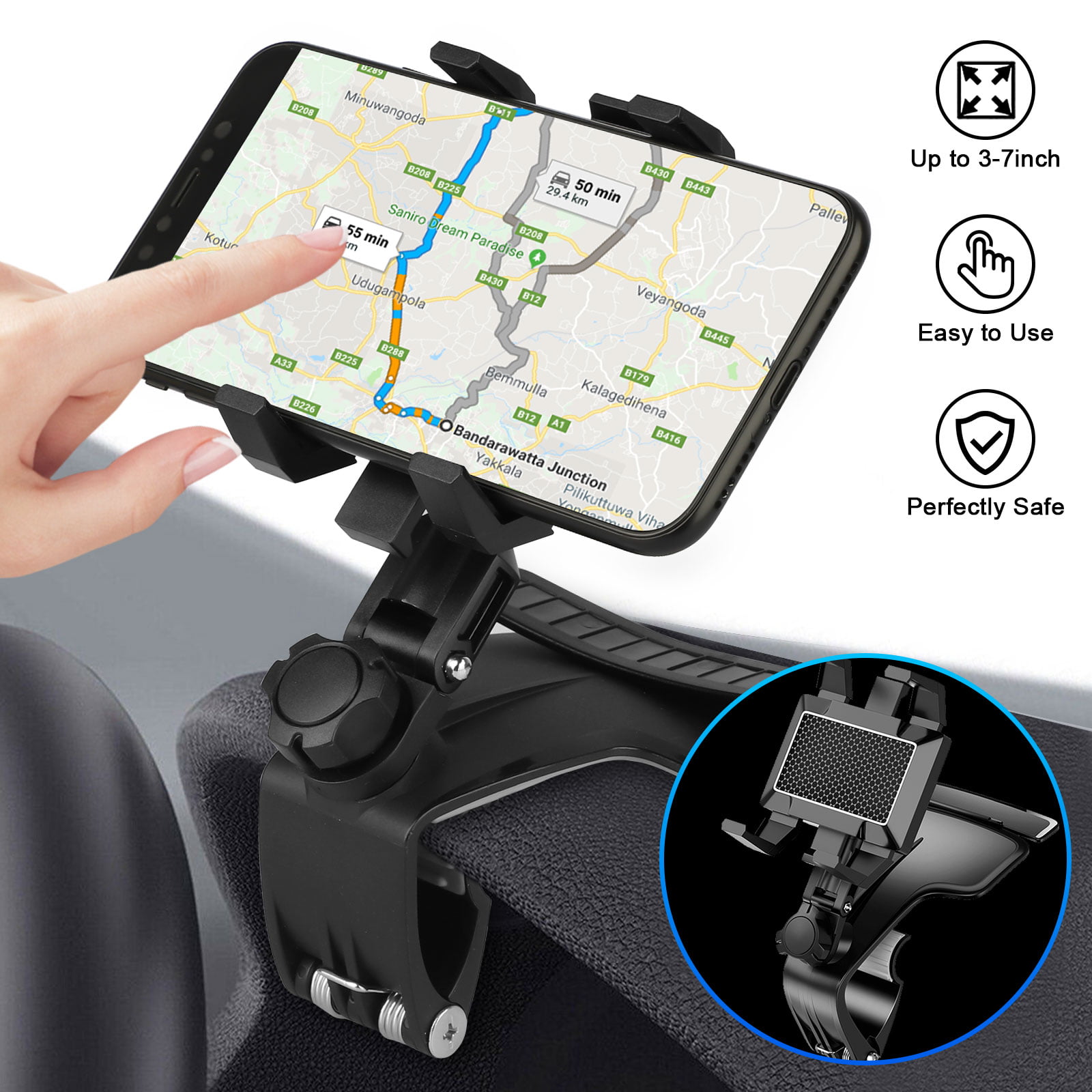 Steering Wheel Holder,Universal Car Elastic Steering Wheel Clip Mount Holder Cradle Stand for Mobile Phone GPS,for The Phone Screen Below 5.5 inch