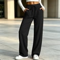 thumbnail image 5 of Xugsiok High Waist Sweatpants for Women Wide Leg Drawstring Loose Fit with Pockets Athletic Jogger Fall Outfits Black,XL, 5 of 9
