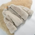 thumbnail image 3 of Generic Cute Warm Winter Snow Wear Toddler Girls Jacket Long Sleeve Fall Winter Kids Zipper Up Solid Jackets Warm Woolen Leather Jacket Coats(Beige,4-5 Years), 3 of 5