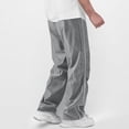 thumbnail image 2 of Men'S Drawstring Parachute Pants Baggy Elastic Waist Pants Side Stripes Casual Athletic Loose Trousers With Pockets, 2 of 6