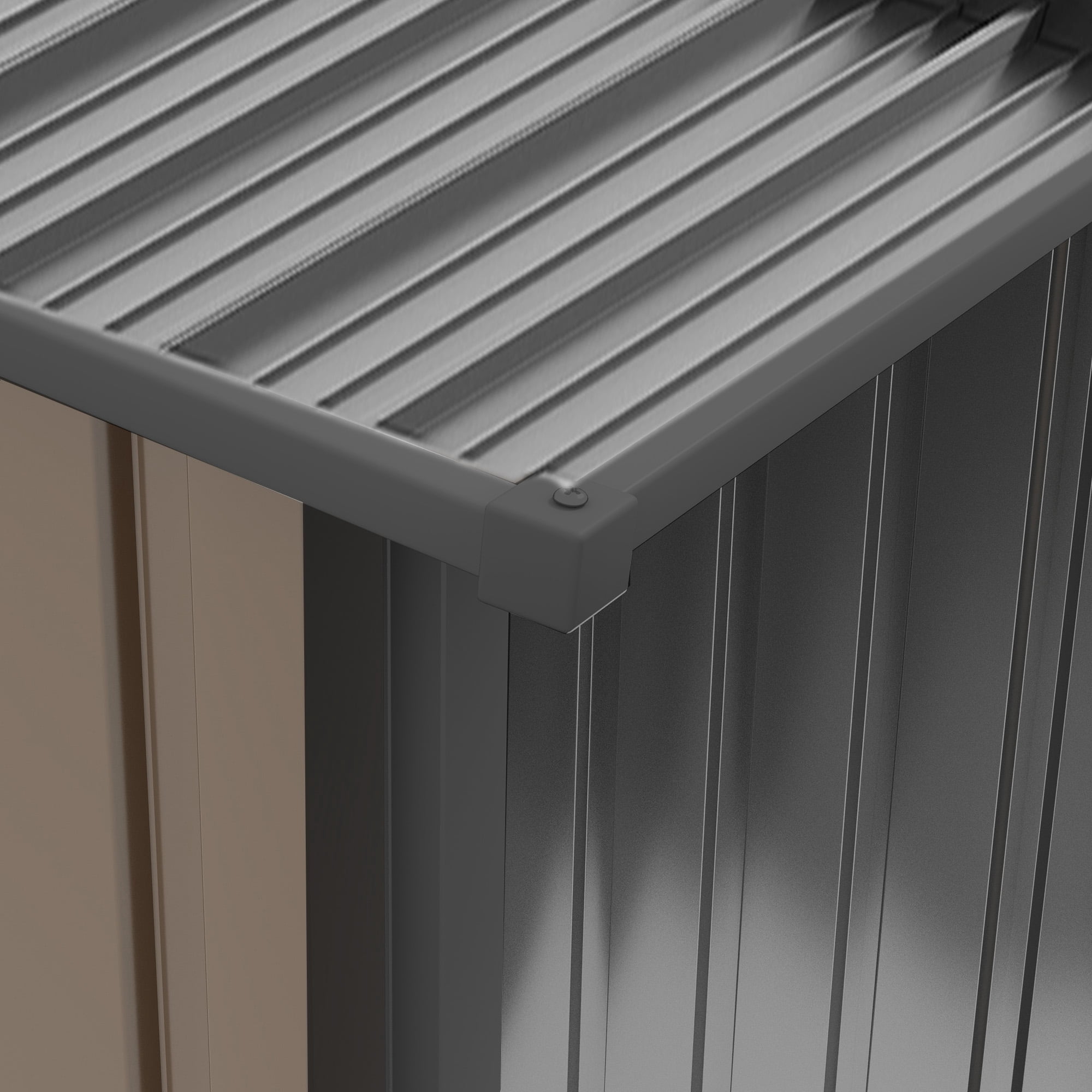 Outsunny Metal Outdoor Storage Shed with Lockable Doors, 3.3' x 3.4', Brown
