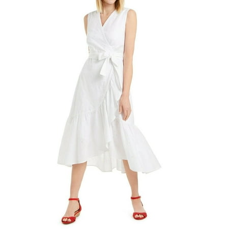 Charter Club Women's Cotton Eyelet Flounce Dress White Size 2 Petite