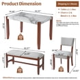 thumbnail image 2 of Harper & Bright Designs Wood Dining Set with Bench for 4, Rectangle Kitchen Table with Marble Veneer Tabletop, 2 Upholstered Chairs for Dining Room, Beige, 2 of 17