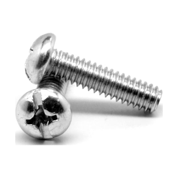 #6-32 x 2 1/2" (FT) Coarse Thread Machine Screw Combo (Phillips/Slotted) Round Head Low Carbon Steel Zinc Plated Pk 100